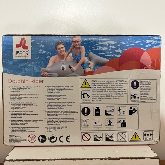 JILONG Dolphin Rider Inflatable 60" x 35" Swim Pool Toy Raft Beach NEW - Picture 4 of 5